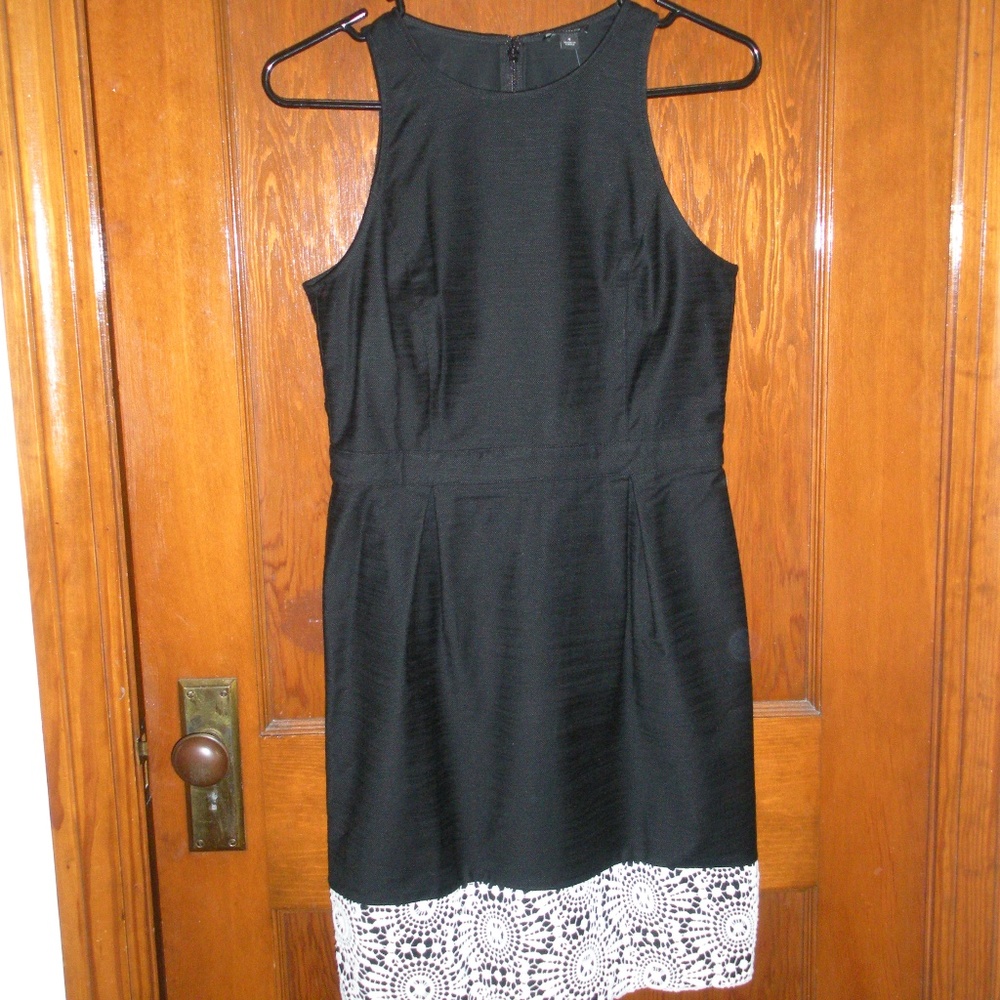 Ann Taylor Black with Ivory Trim Dress